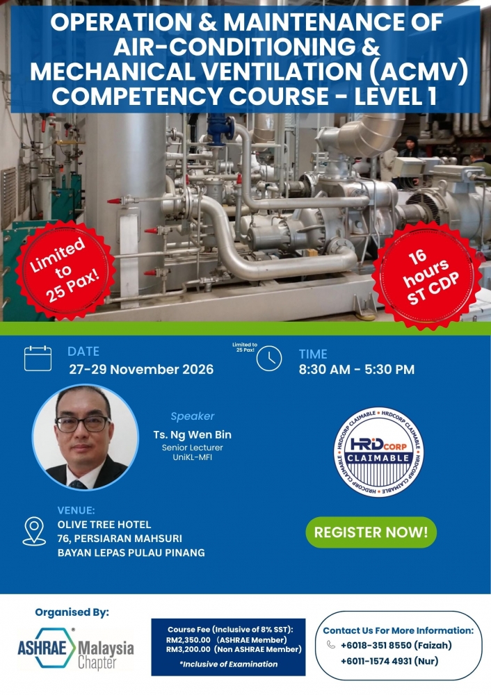 Operation & Maintenance of Air Conditioning & Mechanical Ventilation (ACMV) Competency Course Level 1