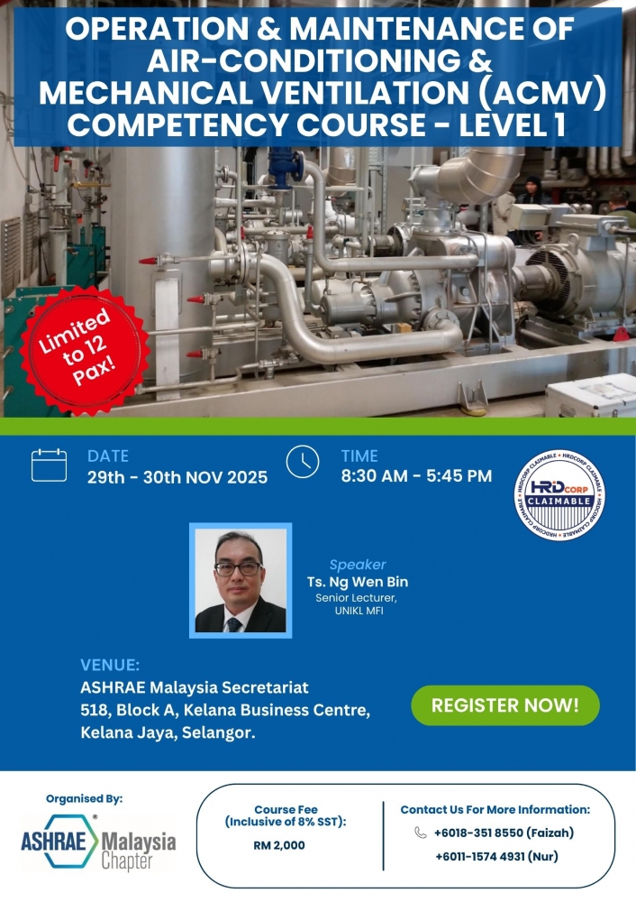 Operation & Maintenance of Air Conditioning & Mechanical Ventilation (ACMV) Competency Course Level 1