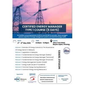 CALLING FOR PENANG PROFESSIONALS - 5-DAY CERTIFIED ENERGY MANAGER TYPE 1 TRAINING